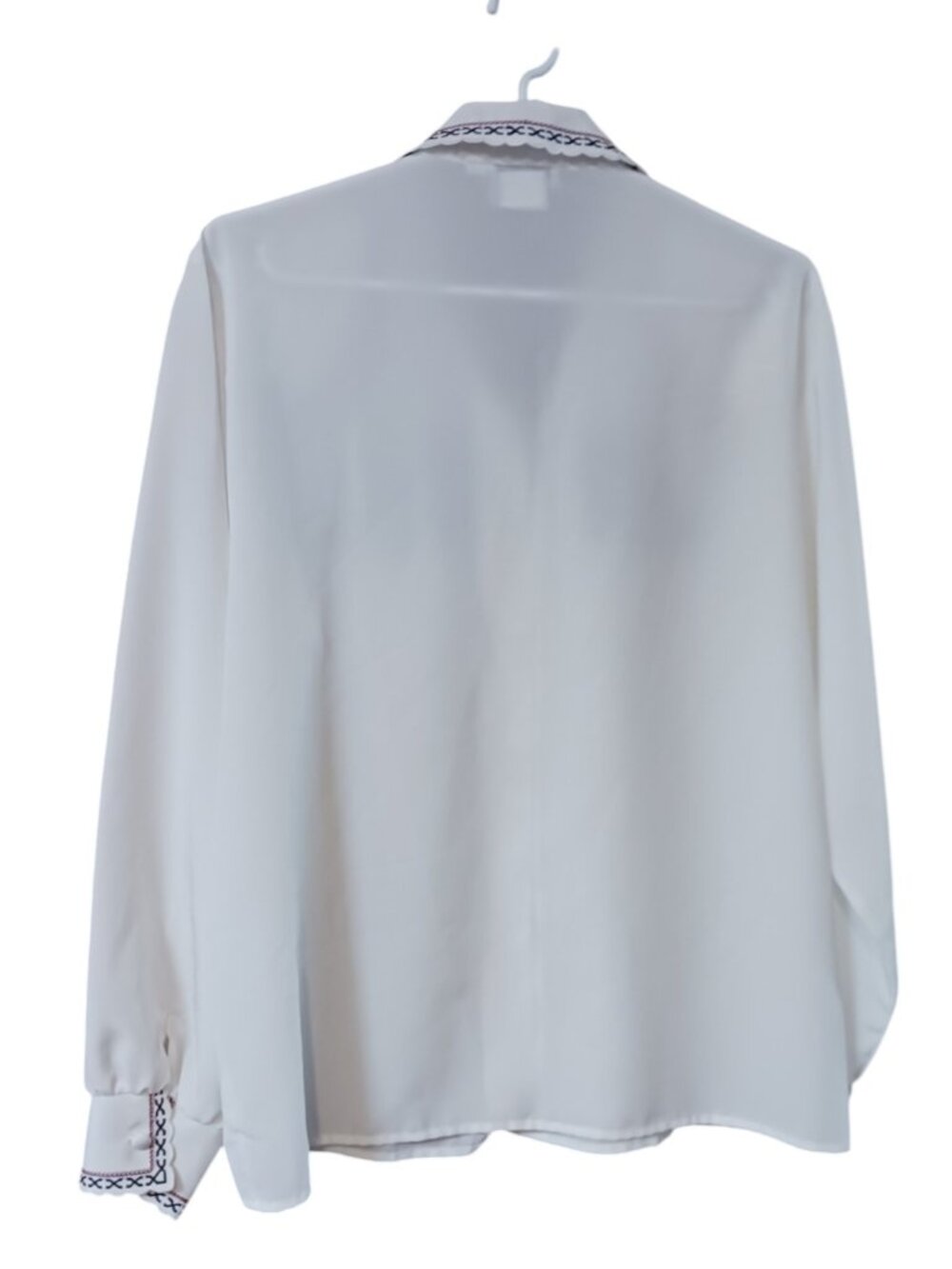 Vintage Jessica Embroidered Size 18 White Long Sleeve Button-Up Polyester Blouse - Picture 7 of 16